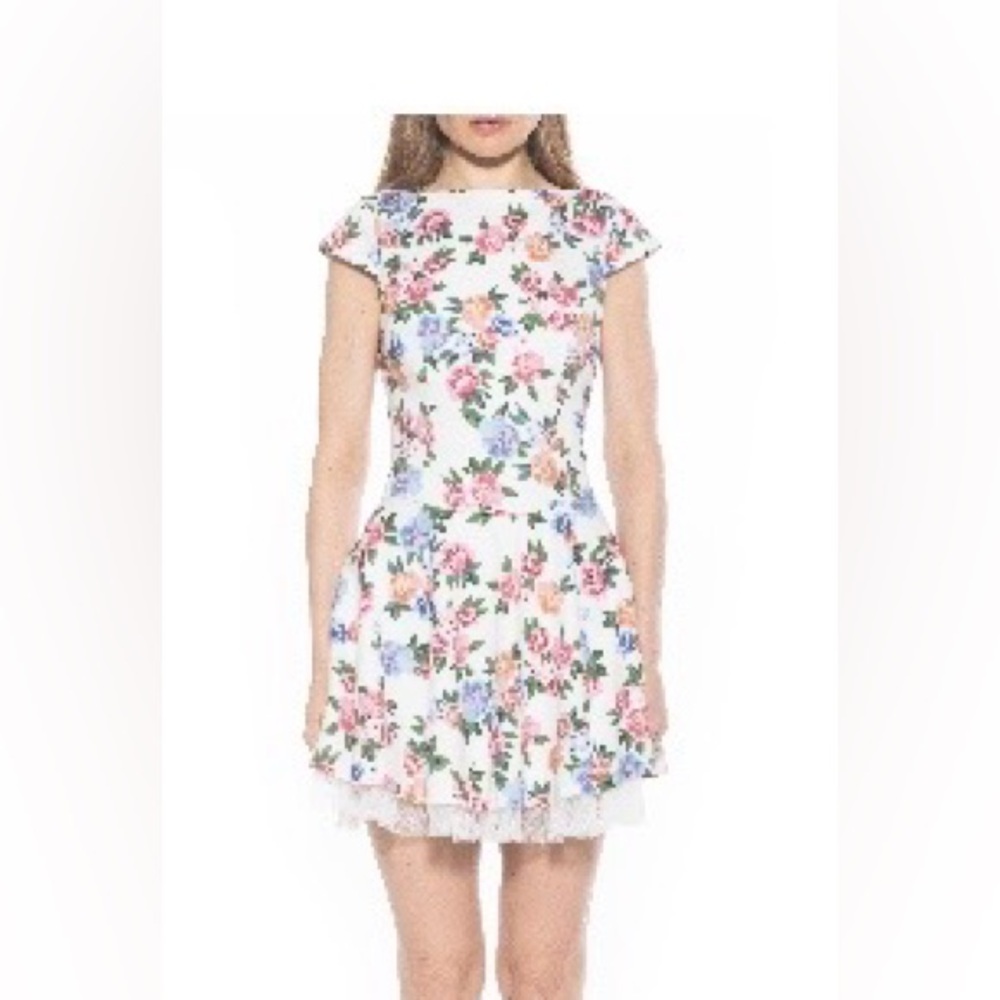 Alexia Aamor Aleena 
Boat Neck Minidress

Floral Print Cap Sleeve Dress